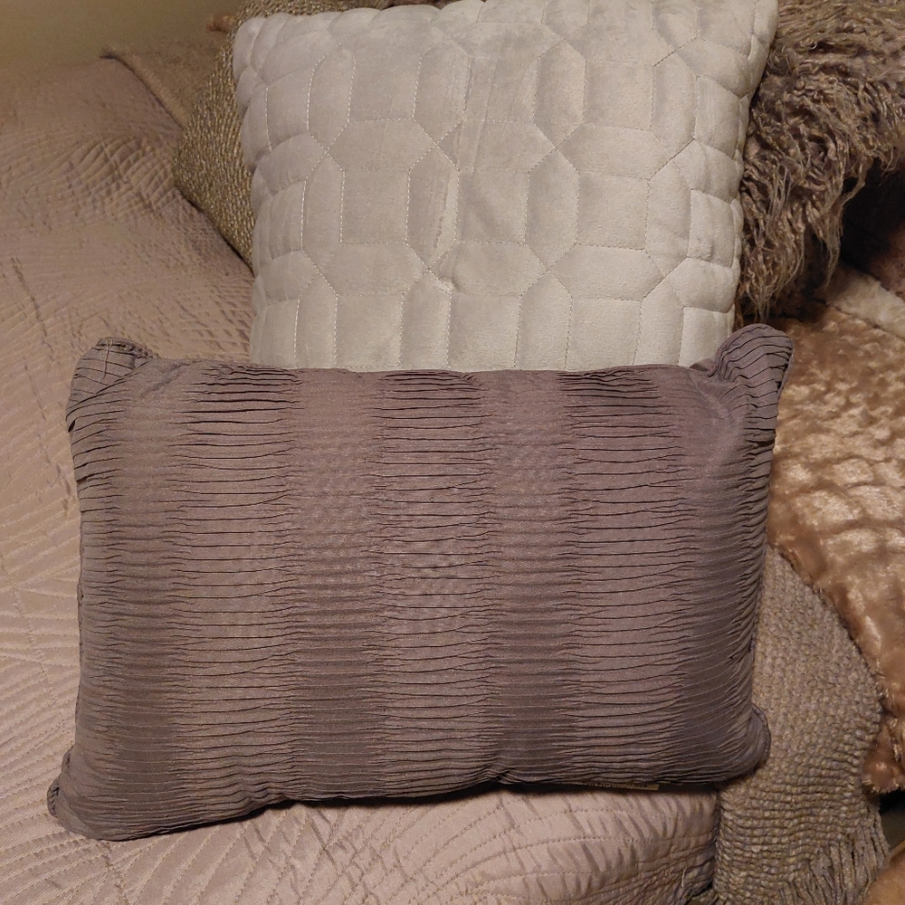 Grey Textured Throw Pillow